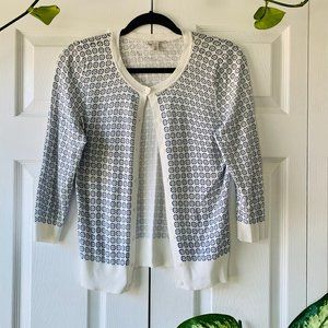 Halogen Crew Neck Blue & White Cardigan